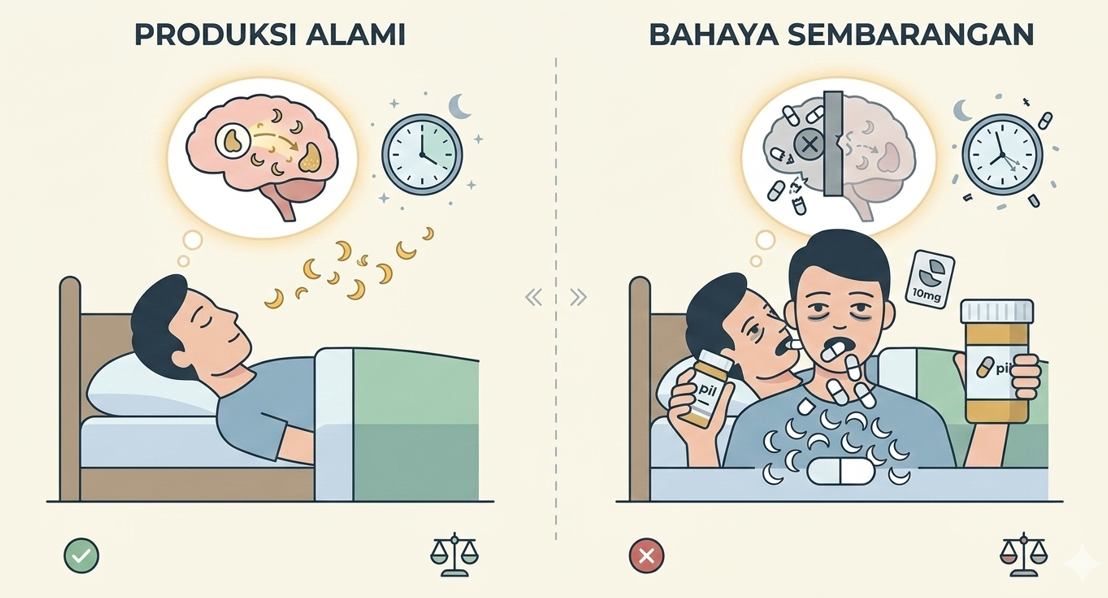 Bahaya Konsumsi Melatonin Sembarangan: Kenapa Otakmu Malah Berhenti Produksi Hormon Tidur Alami Jika Keseringan Minum Pil Tidur